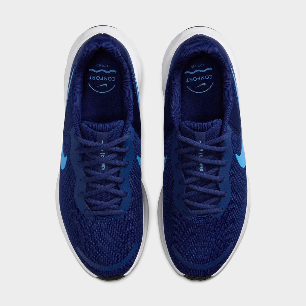 Men's Nike Revolution 7 Road Running Shoes - Blue Void/White/Black/University Blue - view 5