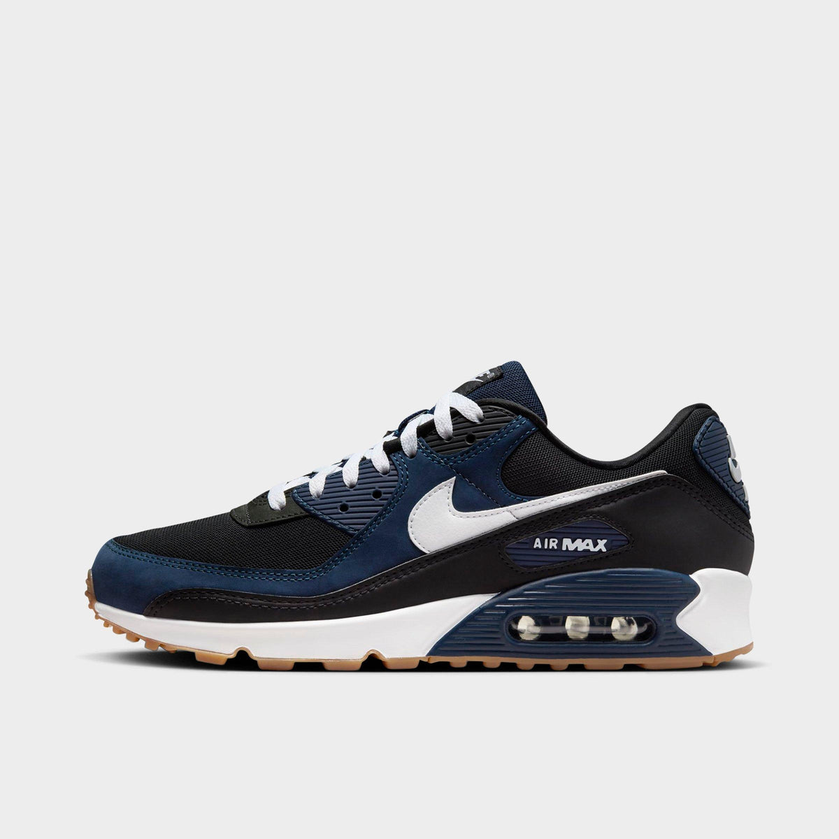 Men's Nike Air Max 90 Casual Shoes - Midnight Navy/White/Black/Gum Med Brown