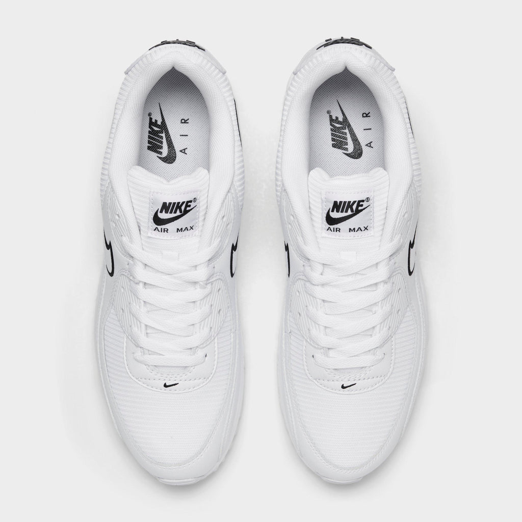 Men's Nike Air Max 90 Casual Shoes - White/Black - view 5