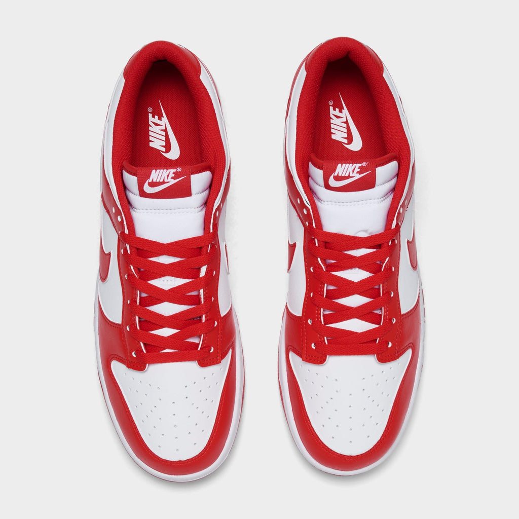 Men's Nike Dunk Low Retro Casual Shoes - White/University Red/White - view 5