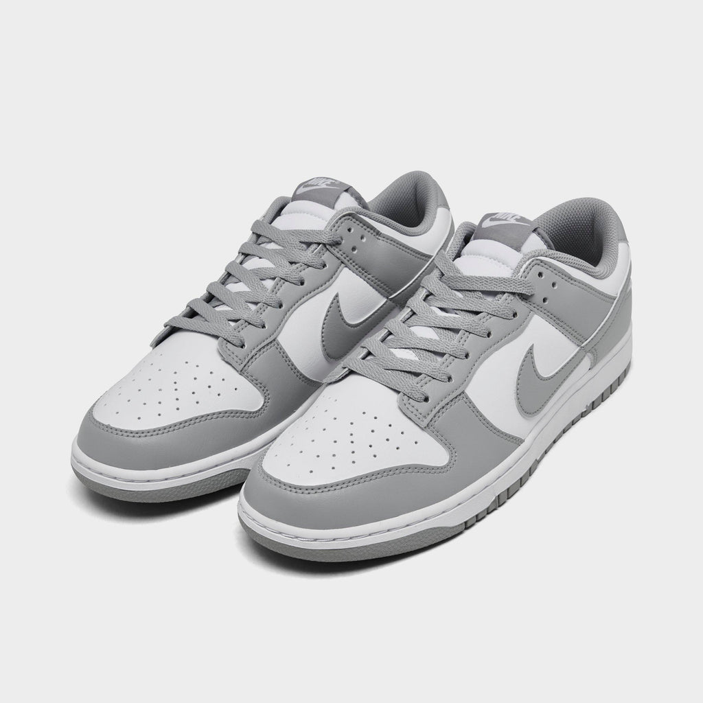 Men's Nike Dunk Low Retro Casual Shoes - White/White/Light Smoke Grey - view 2