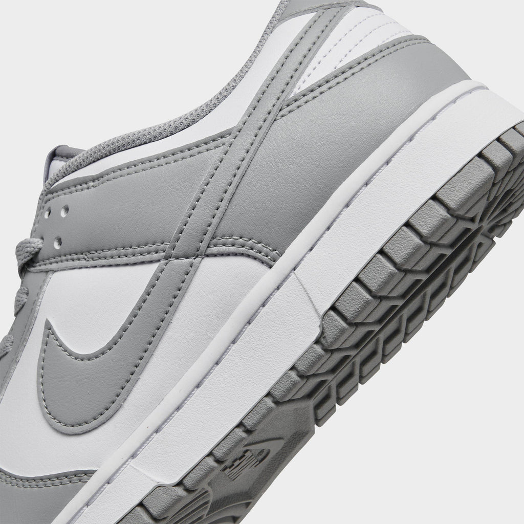 Men's Nike Dunk Low Retro Casual Shoes - White/White/Light Smoke Grey - view 3