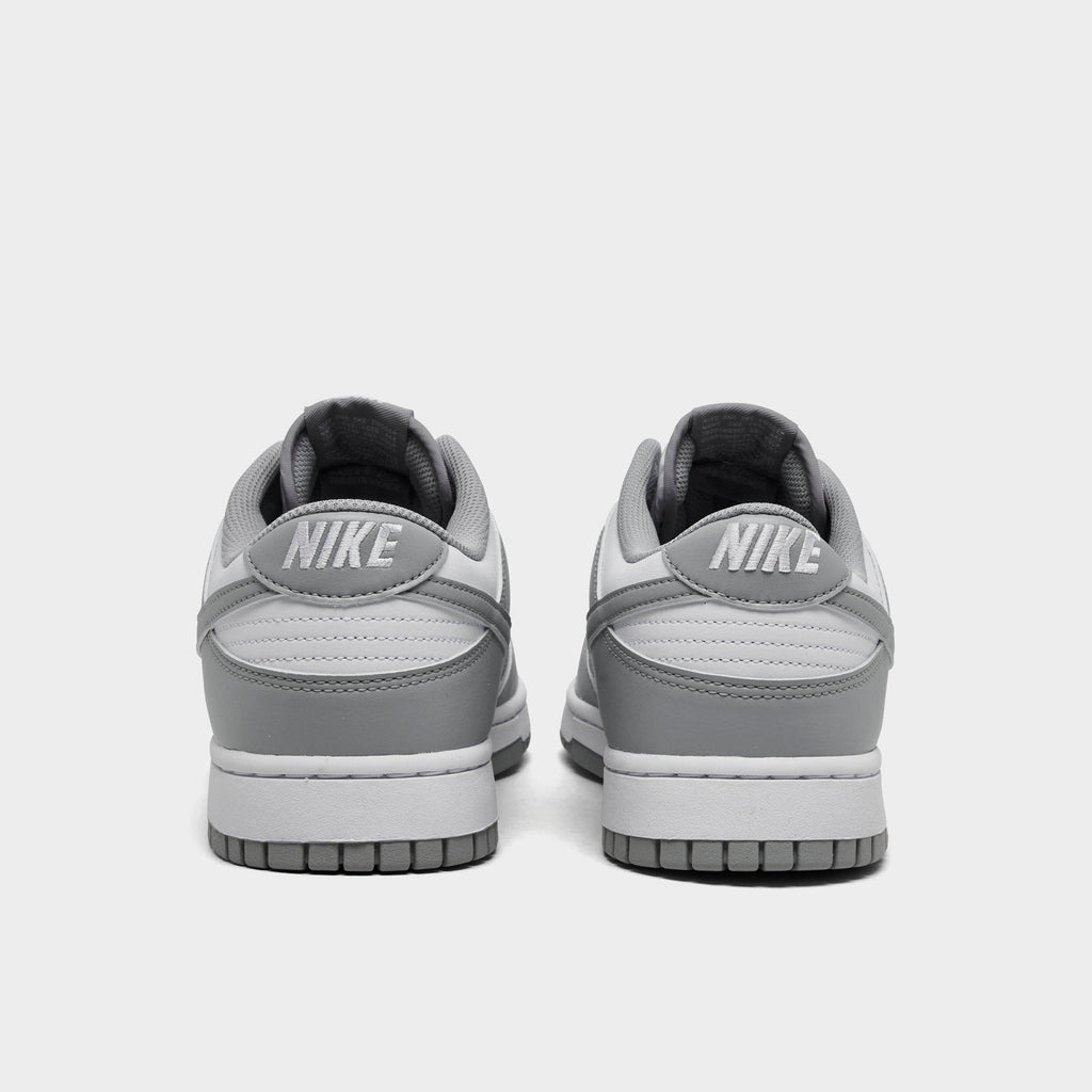 Men's Nike Dunk Low Retro Casual Shoes - White/White/Light Smoke Grey - view 4