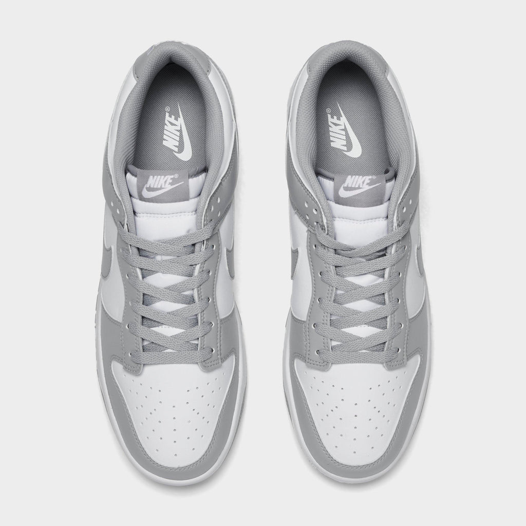Men's Nike Dunk Low Retro Casual Shoes - White/White/Light Smoke Grey - view 5