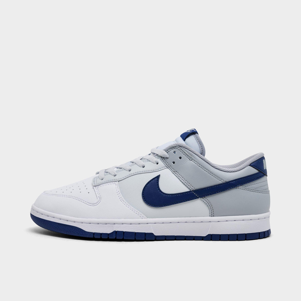 Men's Nike Dunk Low Retro Casual Shoes - White/Deep Royal/Pure Platinum/Wolf Grey