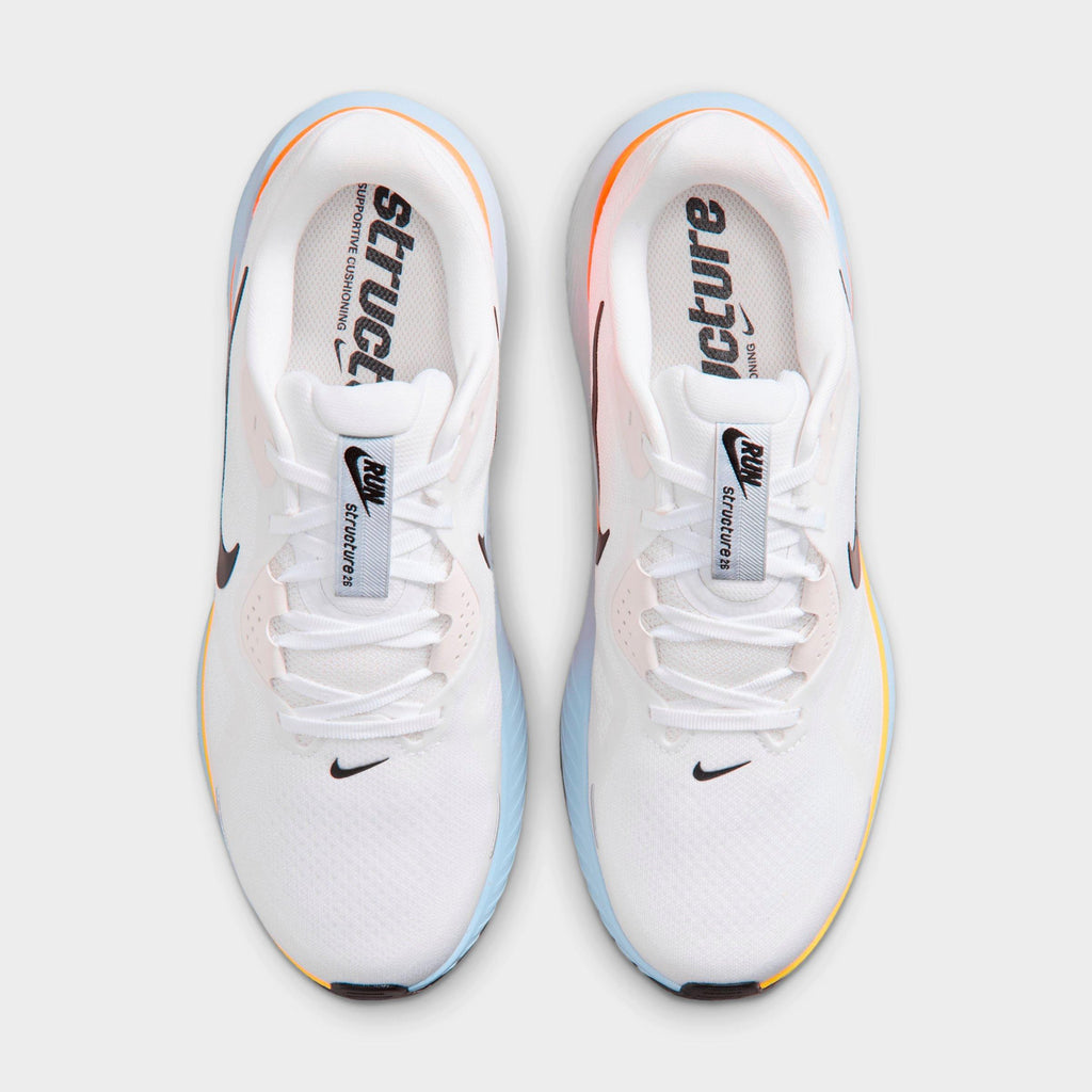 Men's Nike Structure 26 Running Shoes - White/Hydrogen Blue/Total Orange/Black - view 5