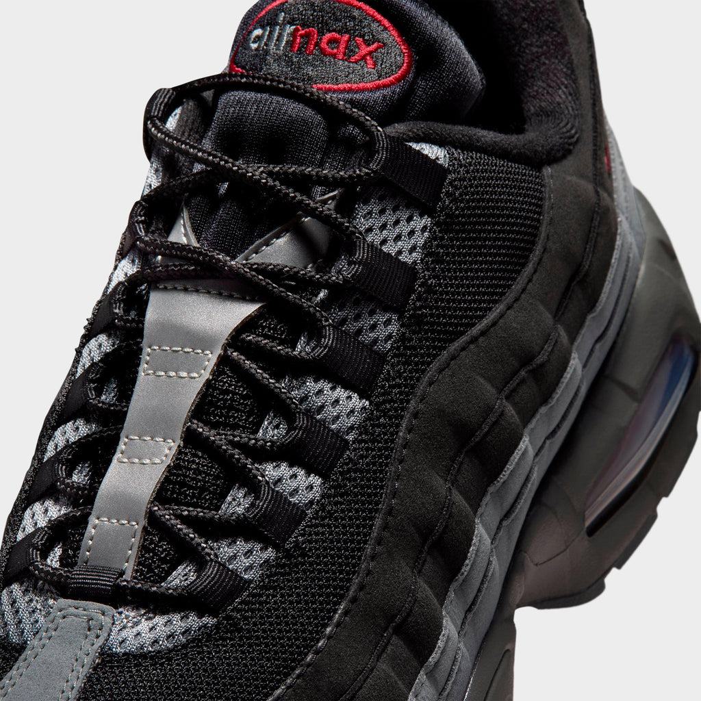 Men's Nike Air Max 95 Big Bubble Casual Shoes - Black/Smoke Grey/Dark Smoke Grey/Tough Red - view 3