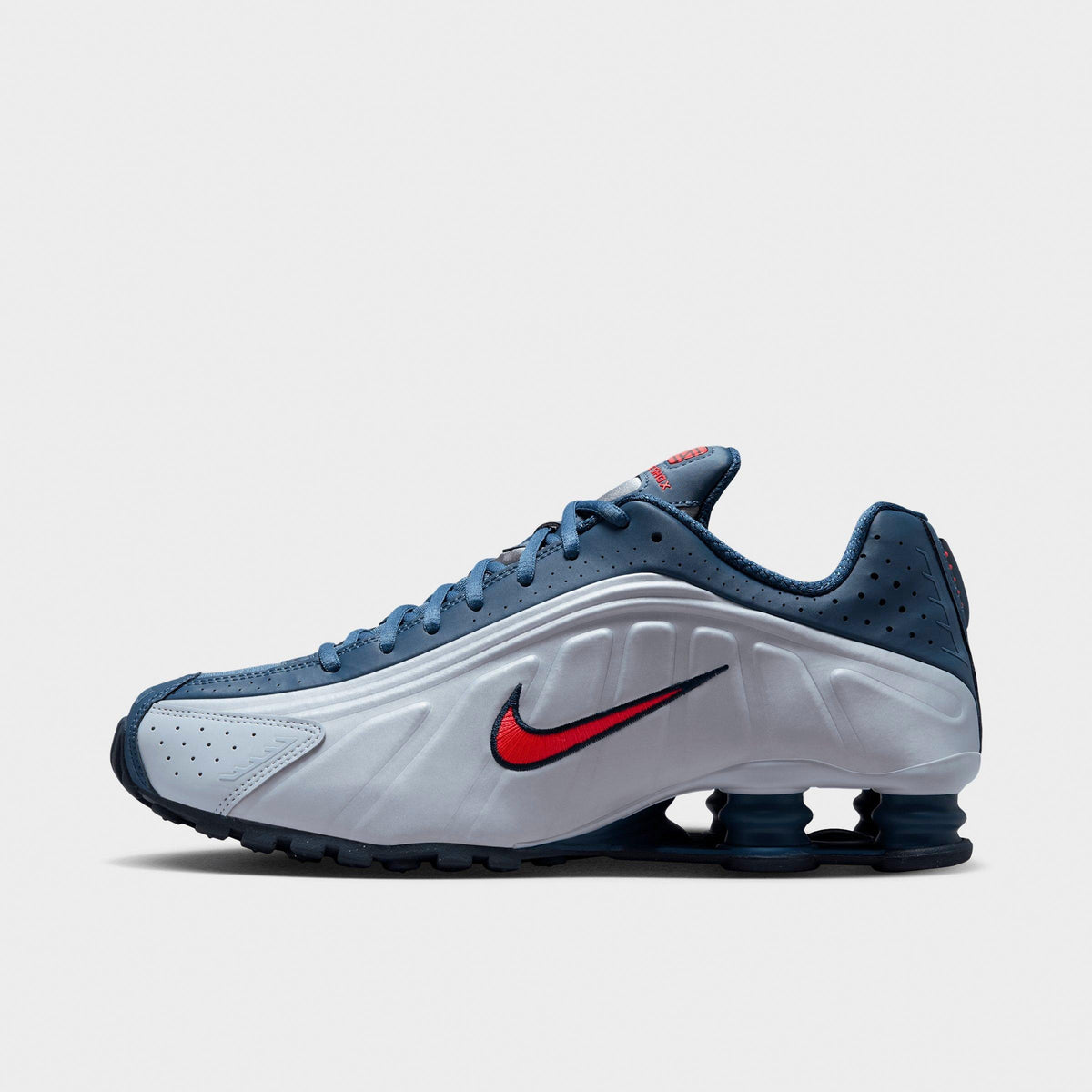 Men's Nike Shox R4 Casual Shoes - Football Grey/New Slate/Blue Eclipse/Bright Crimson
