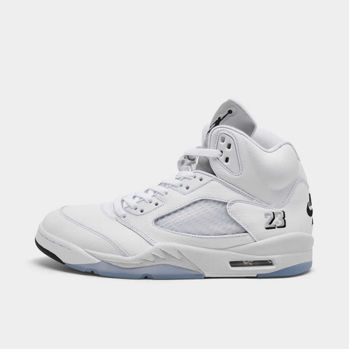 Men's Air Jordan Retro 5 Basketball Shoes - White/Metallic Silver/Black