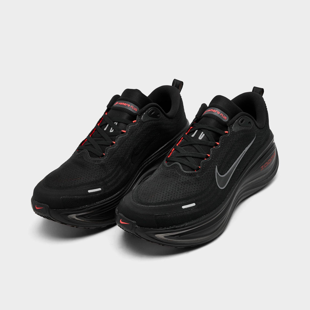 Men's Nike Vomero Plus Running Shoes - Black/Black/Bright Crimson/Wolf Grey - view 2