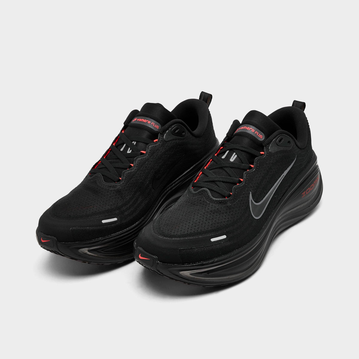 Men's Nike Vomero Plus Running Shoes - Black/Black/Bright Crimson/Wolf Grey - view 2