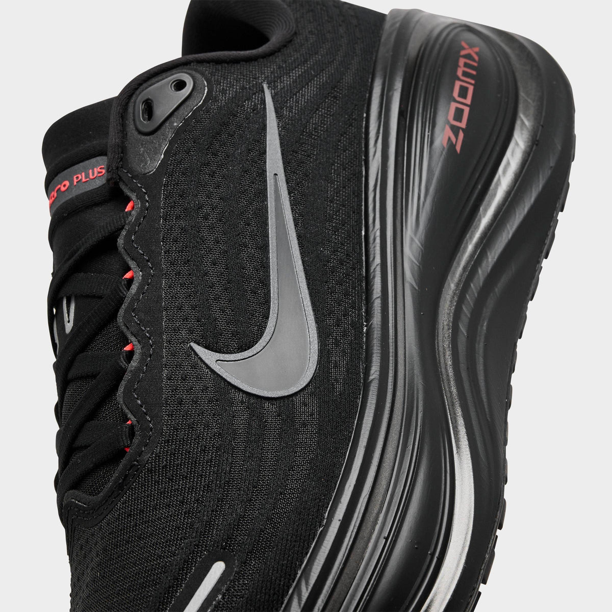 Men's Nike Vomero Plus Running Shoes - Black/Black/Bright Crimson/Wolf Grey - view 3