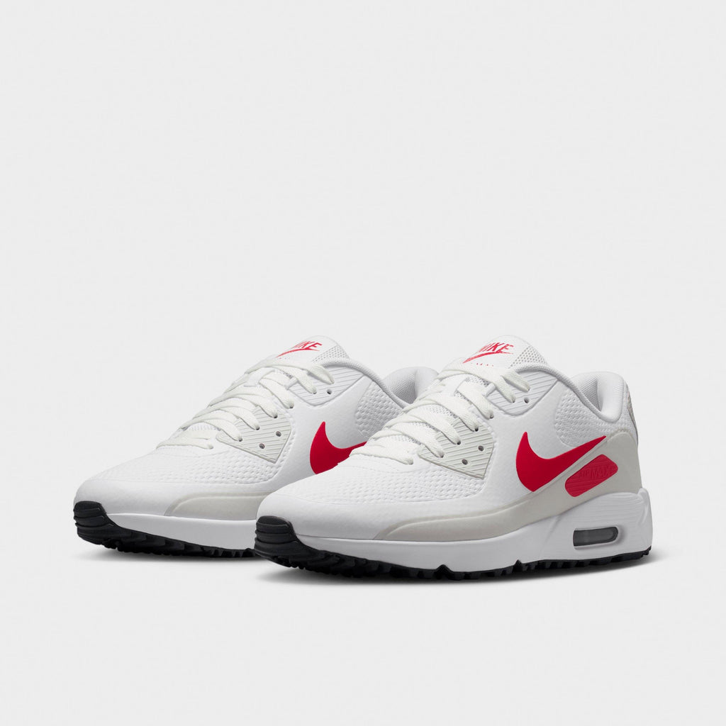 Men's Nike Air Max 90 Golf Shoes - White/Photon Dust/Midnight Navy/Fire Red - view 2