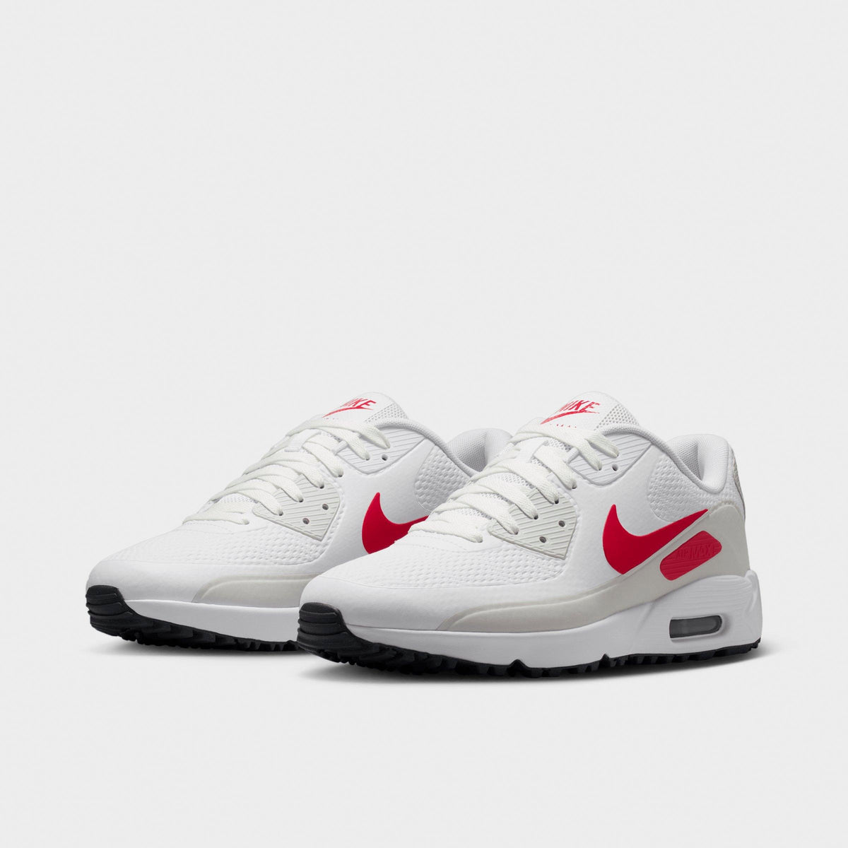 Men's Nike Air Max 90 Golf Shoes - White/Photon Dust/Midnight Navy/Fire Red - view 2