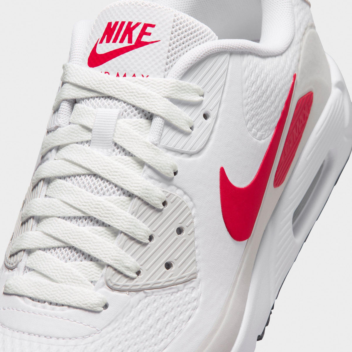 Men's Nike Air Max 90 Golf Shoes - White/Photon Dust/Midnight Navy/Fire Red - view 3