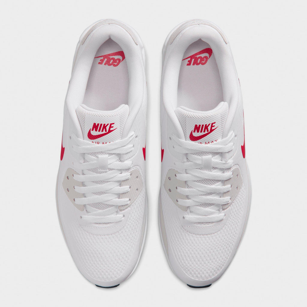 Men's Nike Air Max 90 Golf Shoes - White/Photon Dust/Midnight Navy/Fire Red - view 5
