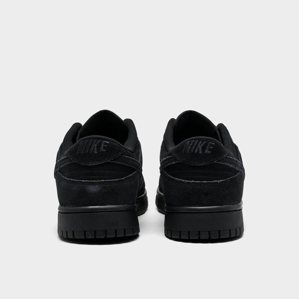 Men's Nike Dunk Low Retro SE Suede Casual Shoes - Black/Black/Black - view 4