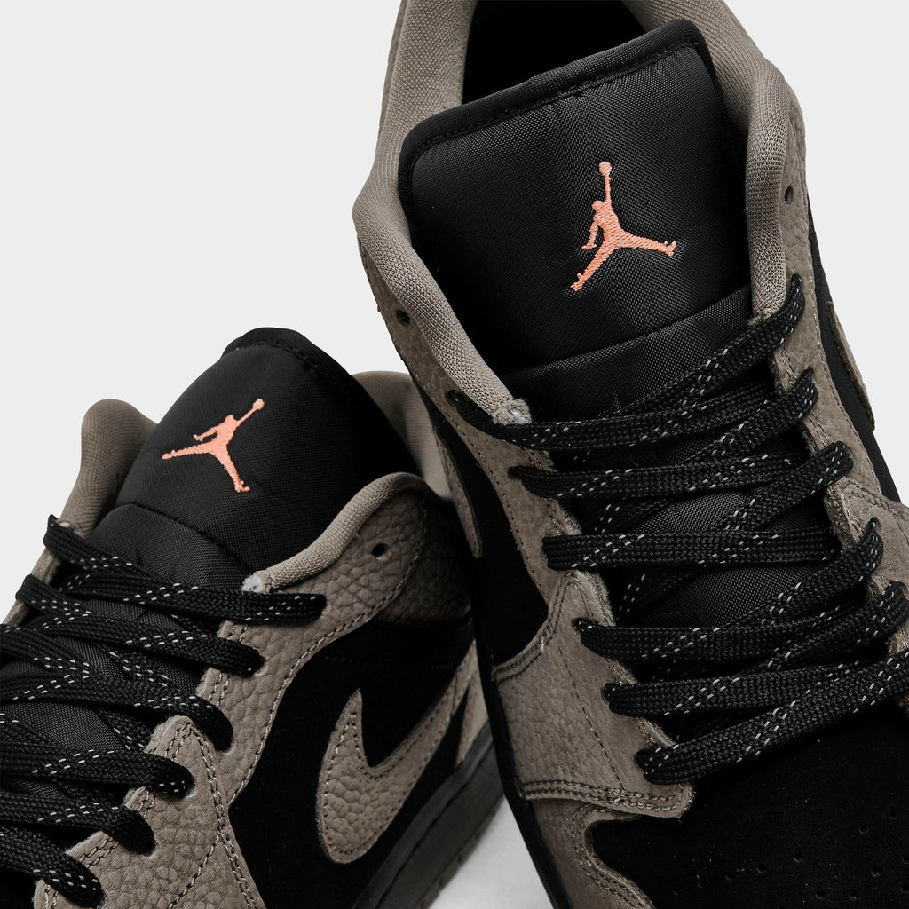 Men's Air Jordan Retro 1 Low SE Casual Shoes - Black/Olive Grey/Light Wild Mango - view 3
