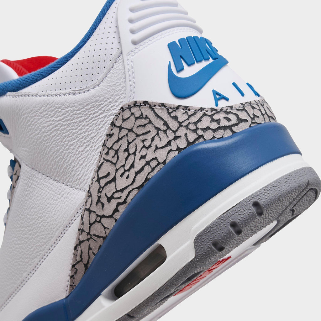 Men's Air Jordan Retro 3 Basketball Shoes - White/Varsity Red/True Blue/Cement Grey - view 3