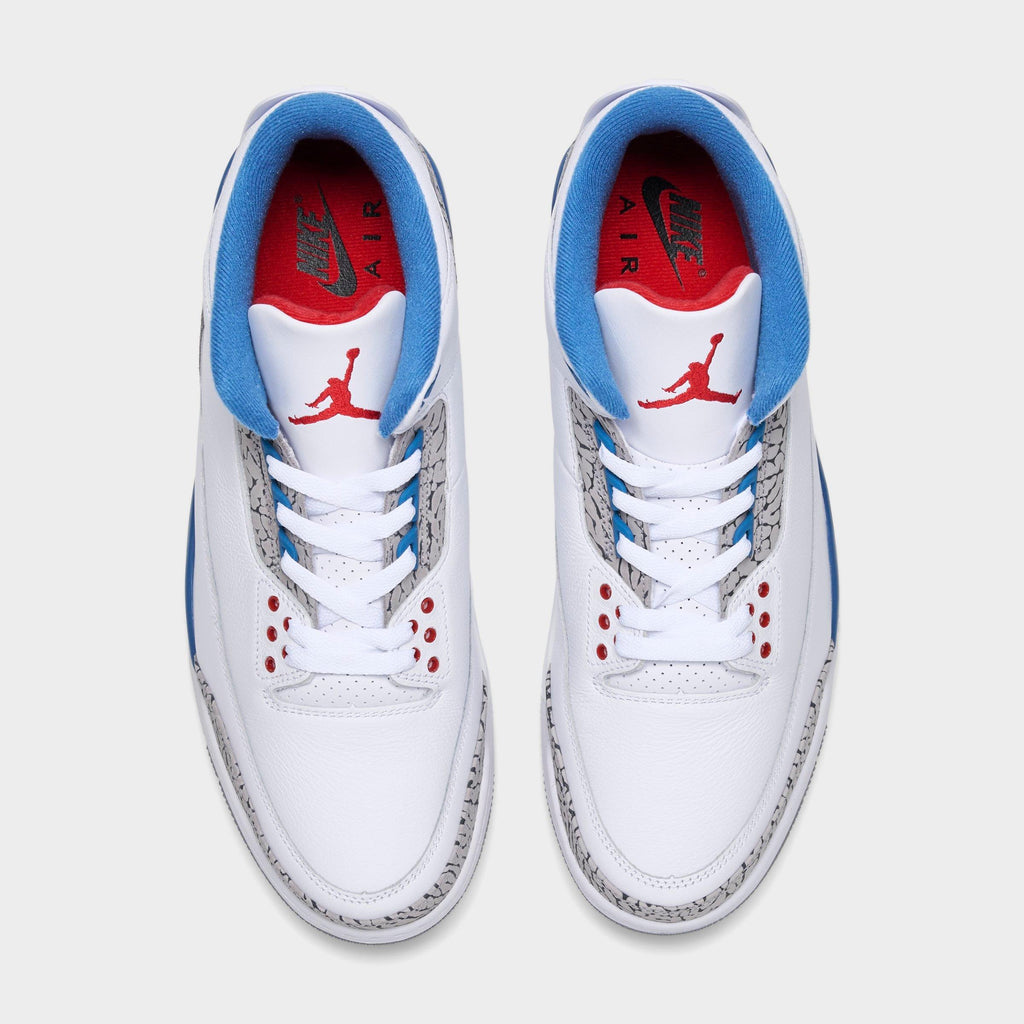 Men's Air Jordan Retro 3 Basketball Shoes - White/Varsity Red/True Blue/Cement Grey - view 5