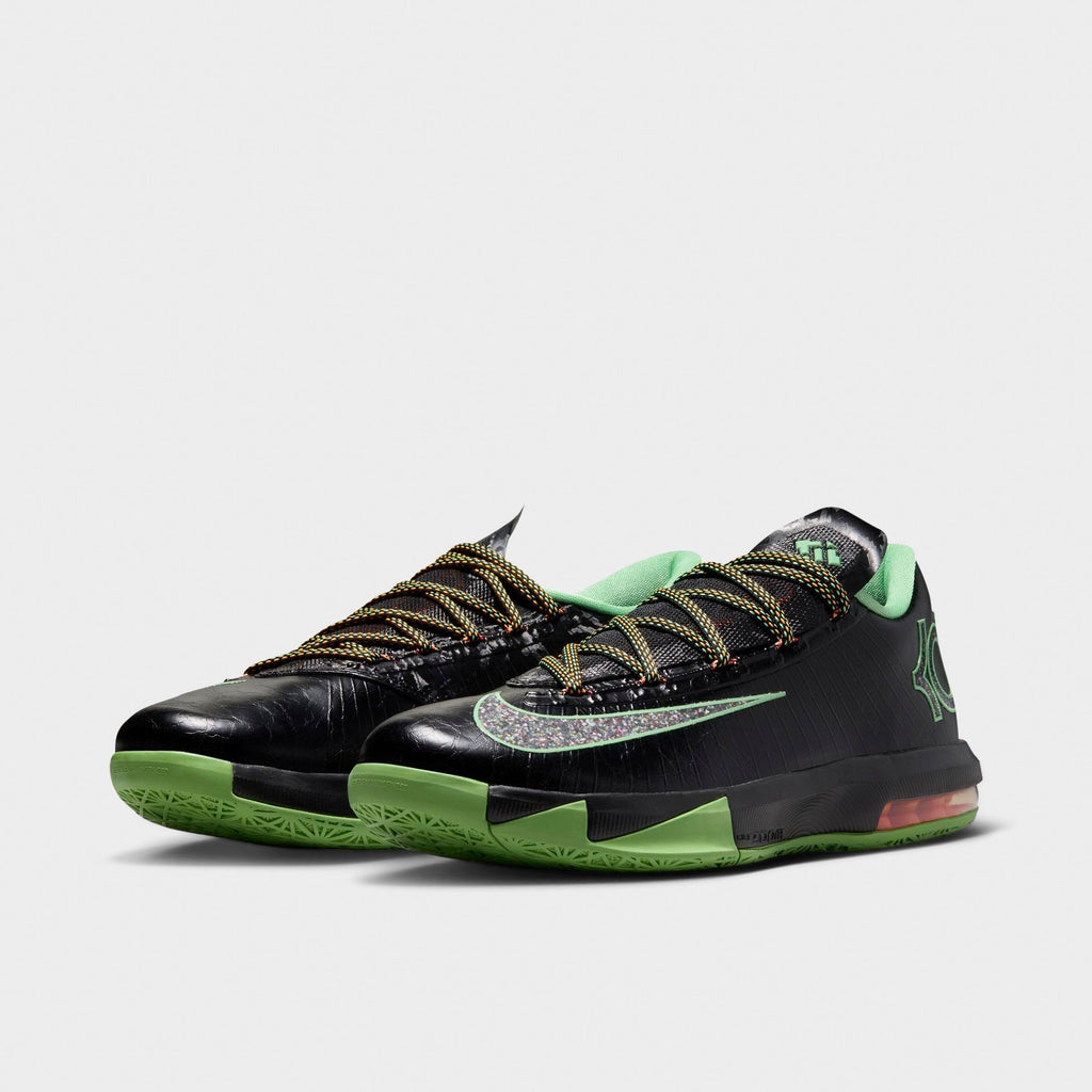 Men's Nike KD 6 Basketball Shoes - Black/Multi-Color/Light Lucid Green - view 2