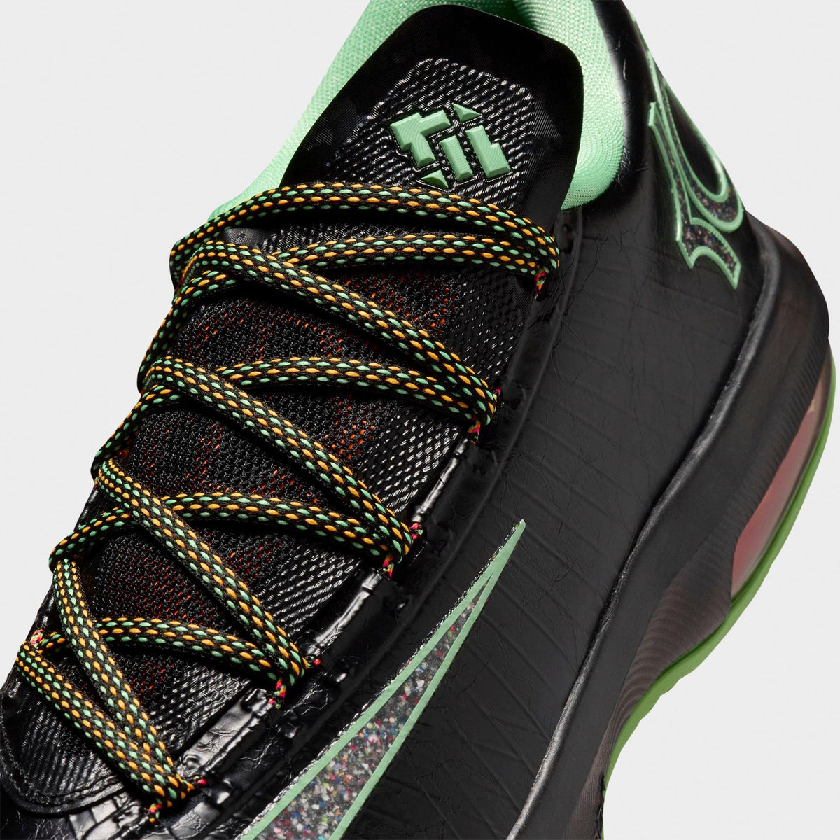 Men's Nike KD 6 Basketball Shoes - Black/Multi-Color/Light Lucid Green - view 3