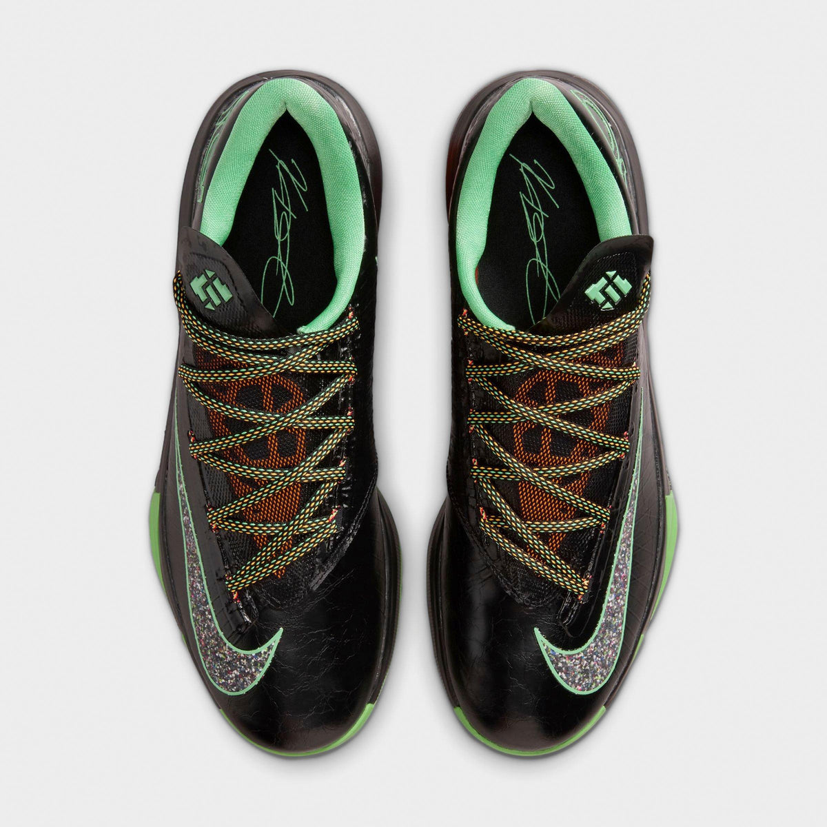 Men's Nike KD 6 Basketball Shoes - Black/Multi-Color/Light Lucid Green - view 5