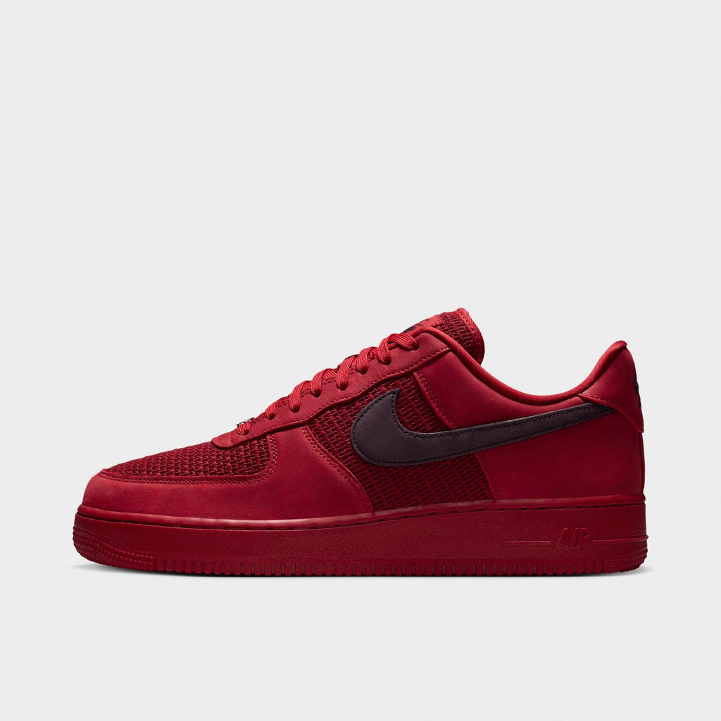 Men's Nike Air Force 1 '07 LV8 Woven Casual Shoes - Tough Red/Team Red/Metallic Silver