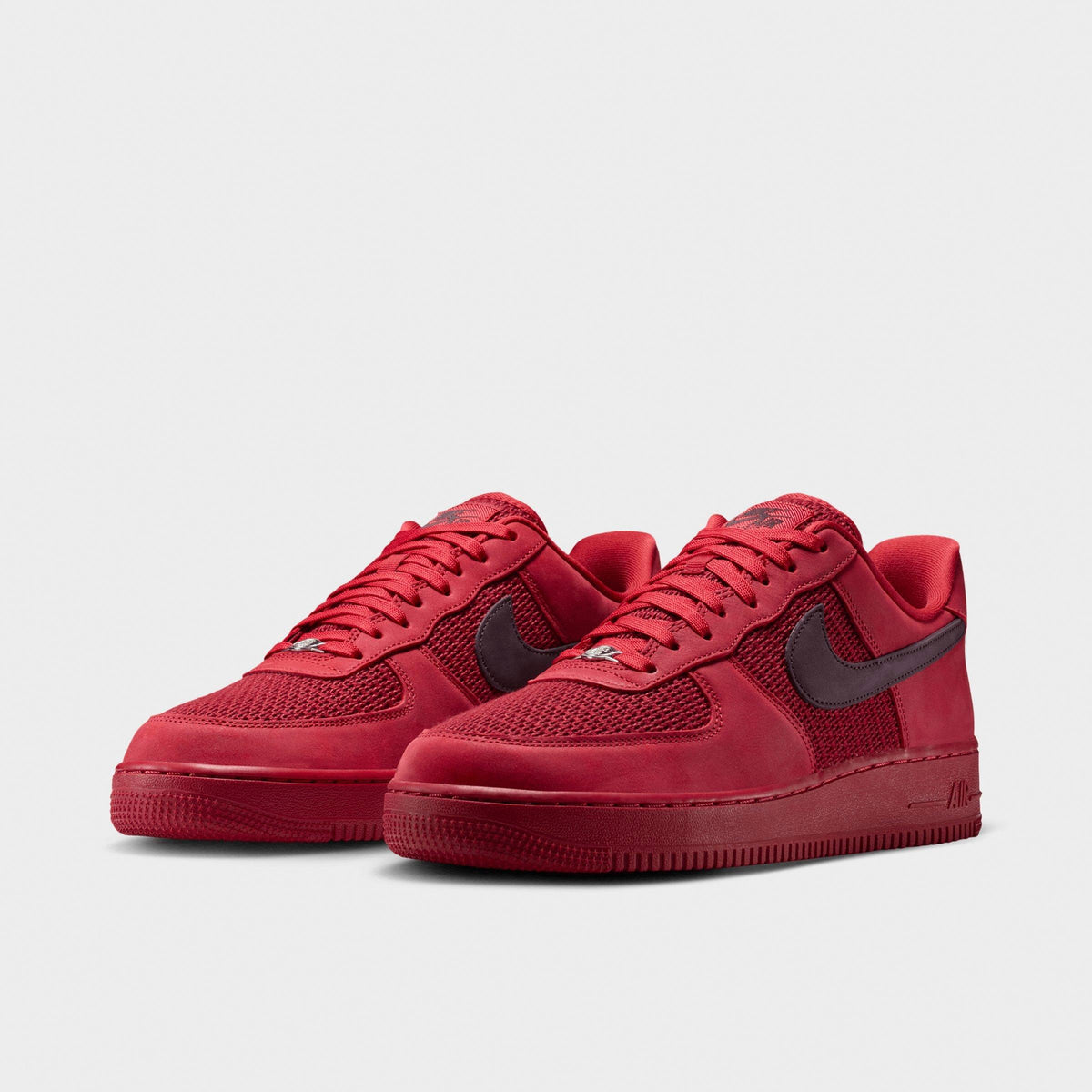Men's Nike Air Force 1 '07 LV8 Woven Casual Shoes - Tough Red/Team Red/Metallic Silver - view 2