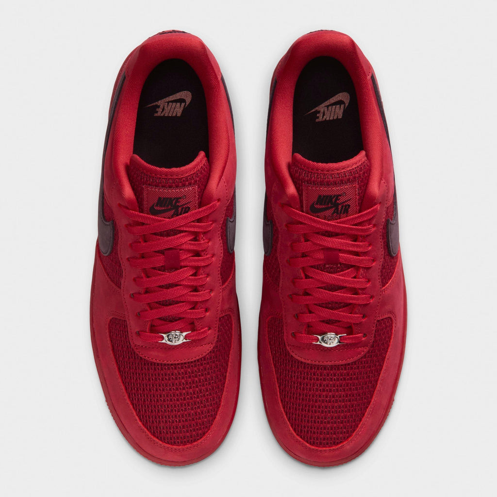 Men's Nike Air Force 1 '07 LV8 Woven Casual Shoes - Tough Red/Team Red/Metallic Silver - view 5