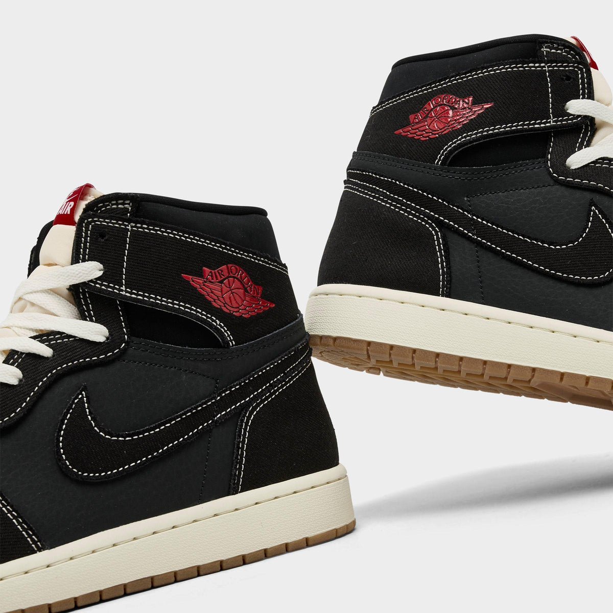 Men's Air Jordan Retro 1 High OG Casual Shoes - Black/Sail/Gum Medium Brown/University Red - view 3