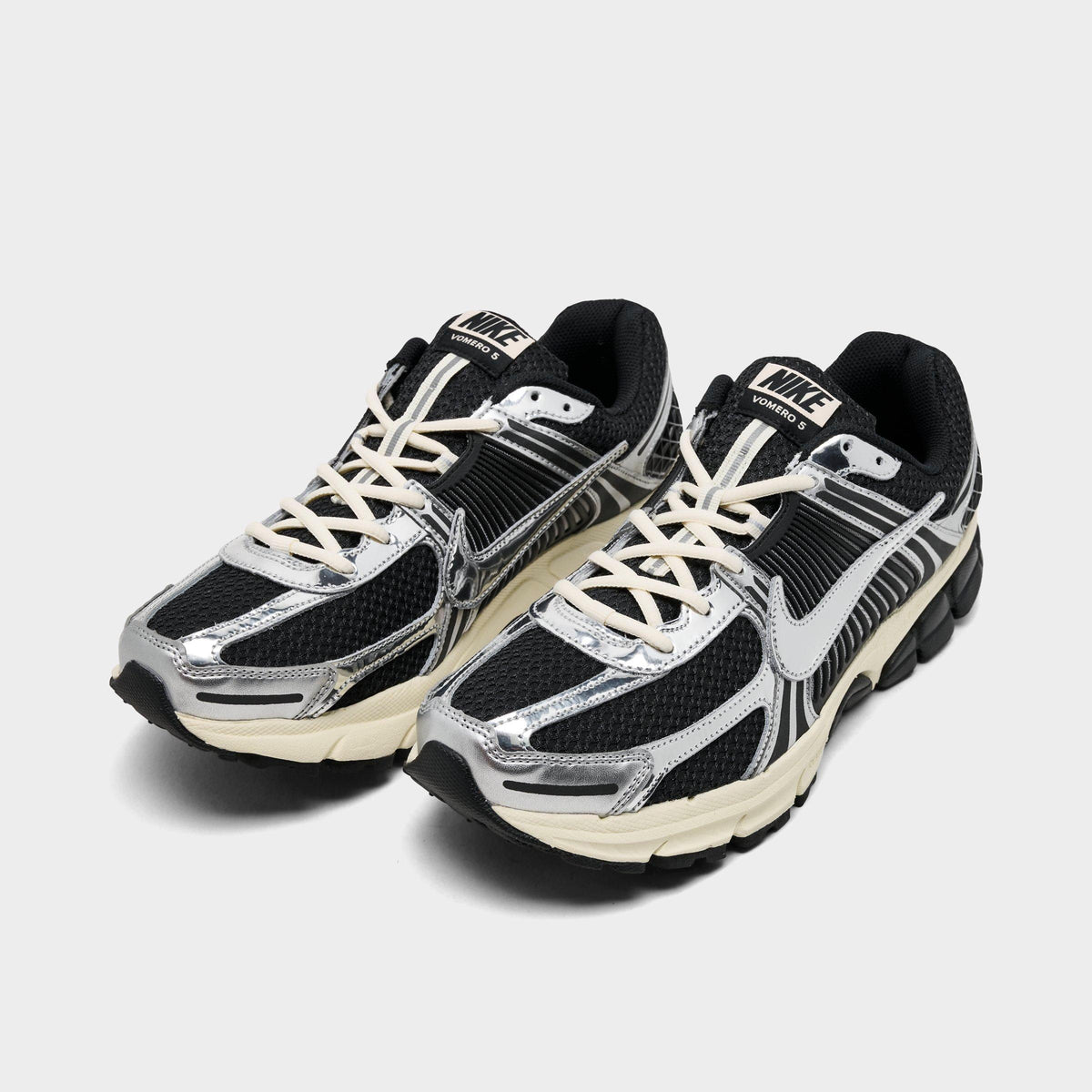 Men's Nike Zoom Vomero 5 Casual Shoes - Black/Metallic Silver/Coconut Milk/Chrome - view 2