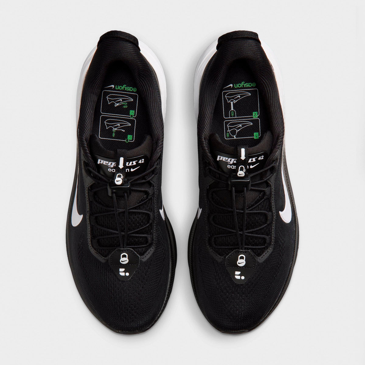 Men's Nike Pegasus 42 EasyOn Running Shoes - Black/Dark Smoke Grey/White - view 5
