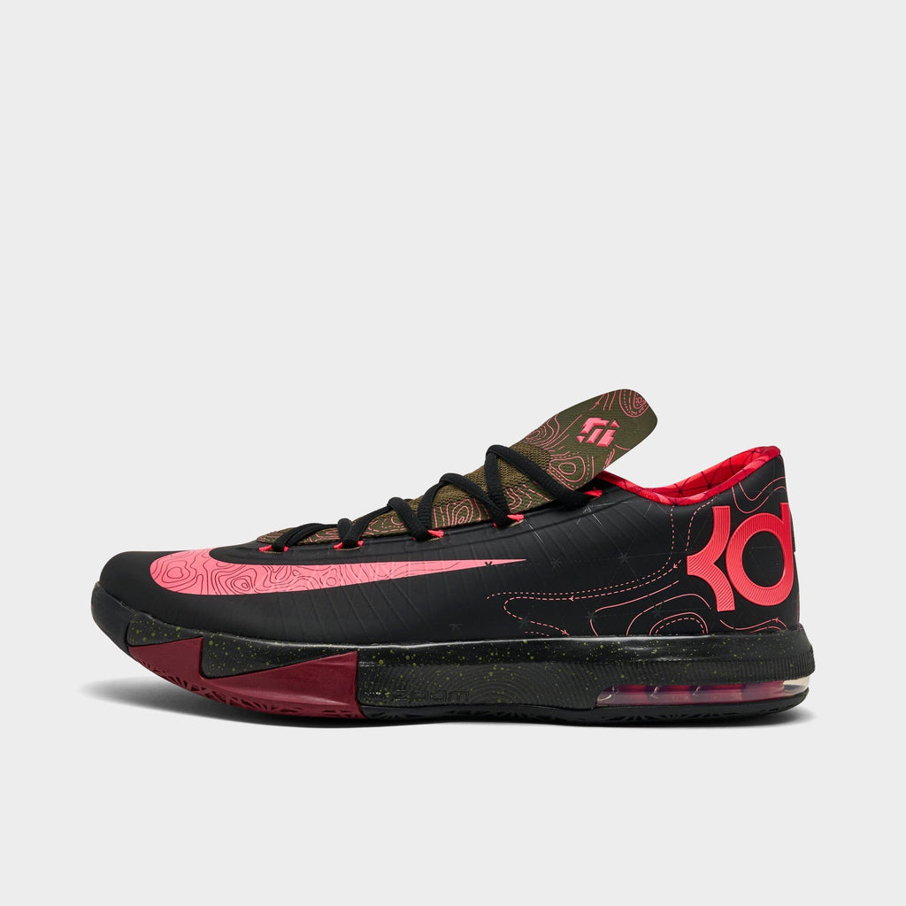 Men's Nike KD 6 Basketball Shoes - Black/Atomic Red/Medium Olive/Noble Red
