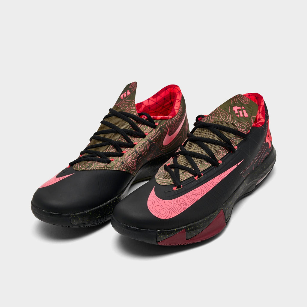 Men's Nike KD 6 Basketball Shoes - Black/Atomic Red/Medium Olive/Noble Red - view 2
