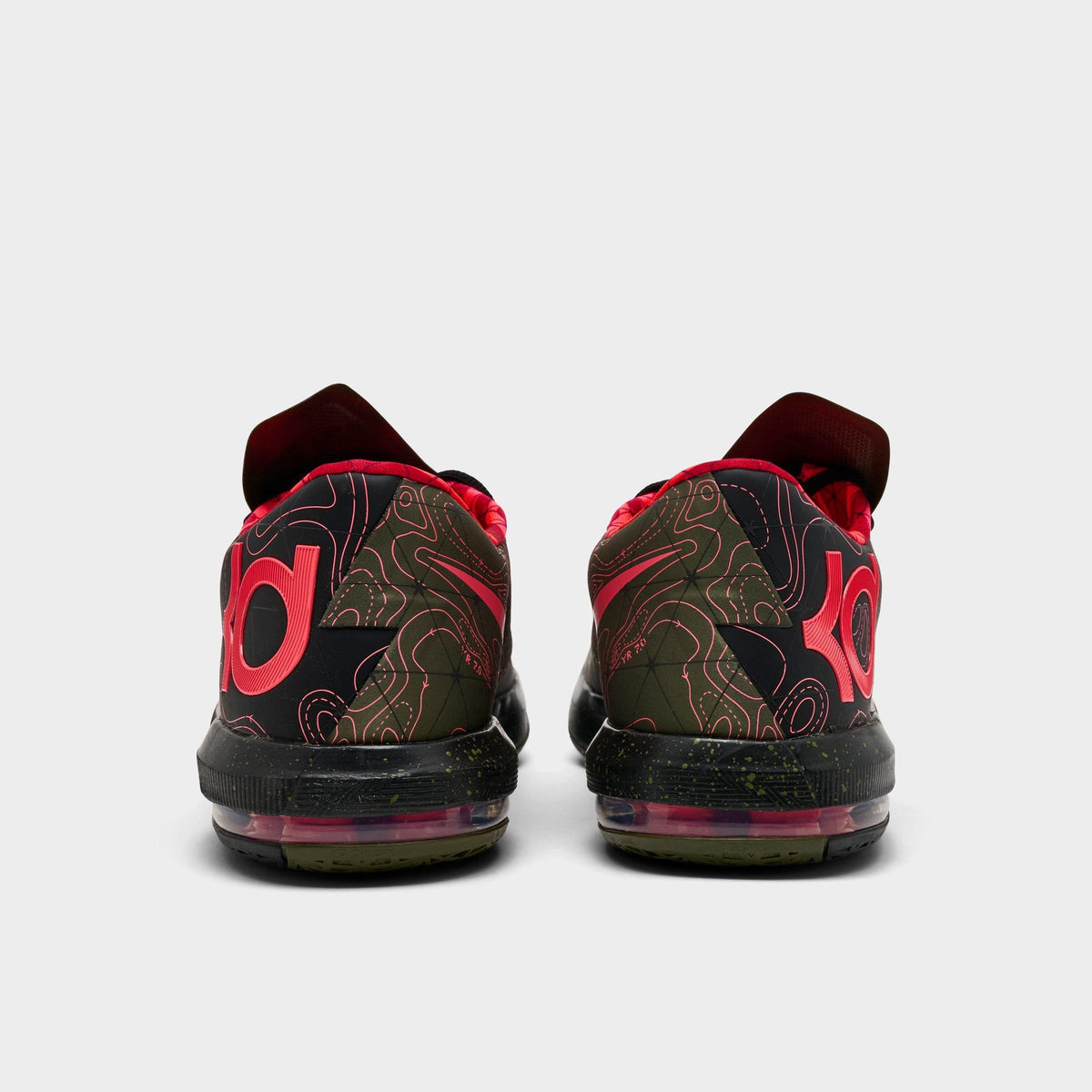 Men's Nike KD 6 Basketball Shoes - Black/Atomic Red/Medium Olive/Noble Red - view 4