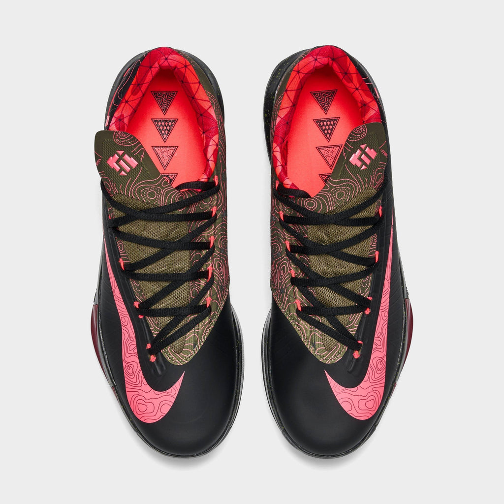 Men's Nike KD 6 Basketball Shoes - Black/Atomic Red/Medium Olive/Noble Red - view 5