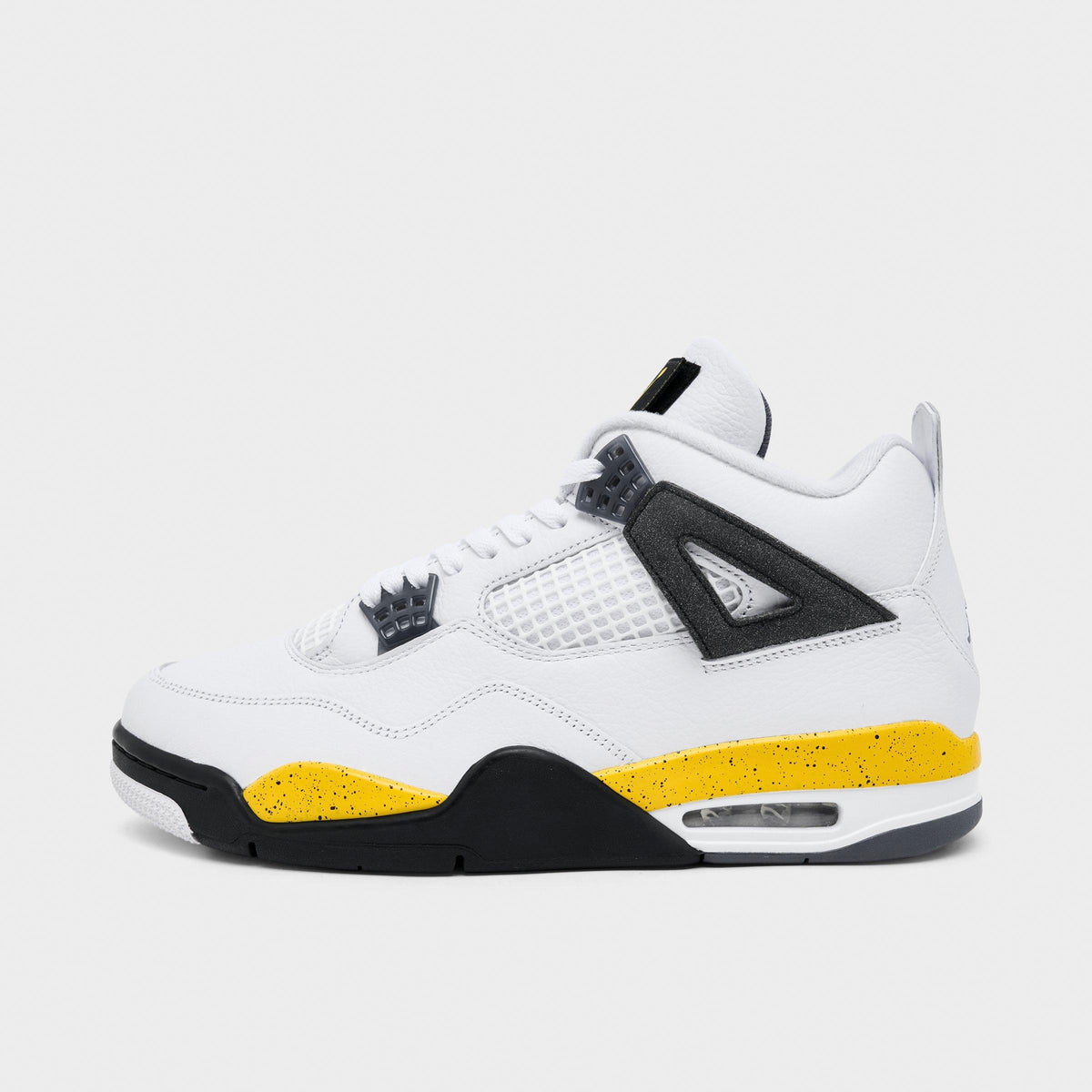 Men's Air Jordan Retro 4 Basketball Shoes - White/Dark Blue Grey/Black/Tour Yellow