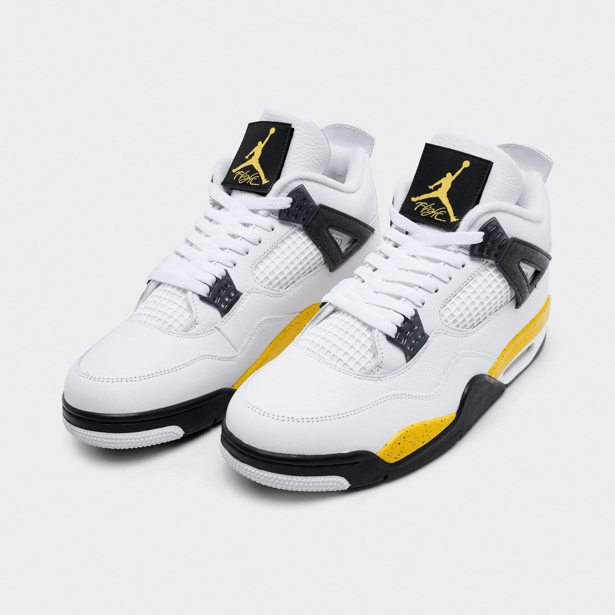Men's Air Jordan Retro 4 Basketball Shoes - White/Dark Blue Grey/Black/Tour Yellow - view 2