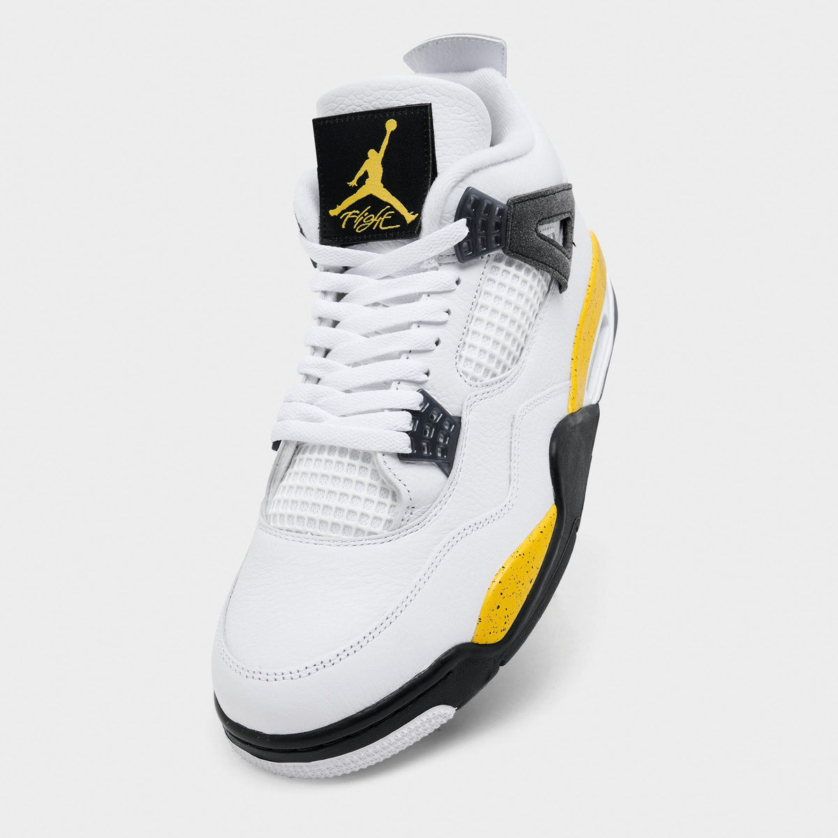 Men's Air Jordan Retro 4 Basketball Shoes - White/Dark Blue Grey/Black/Tour Yellow - view 3