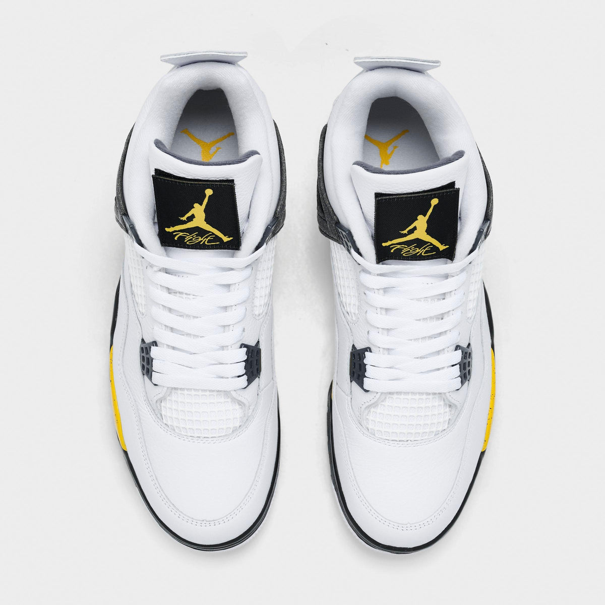 Men's Air Jordan Retro 4 Basketball Shoes - White/Dark Blue Grey/Black/Tour Yellow - view 5