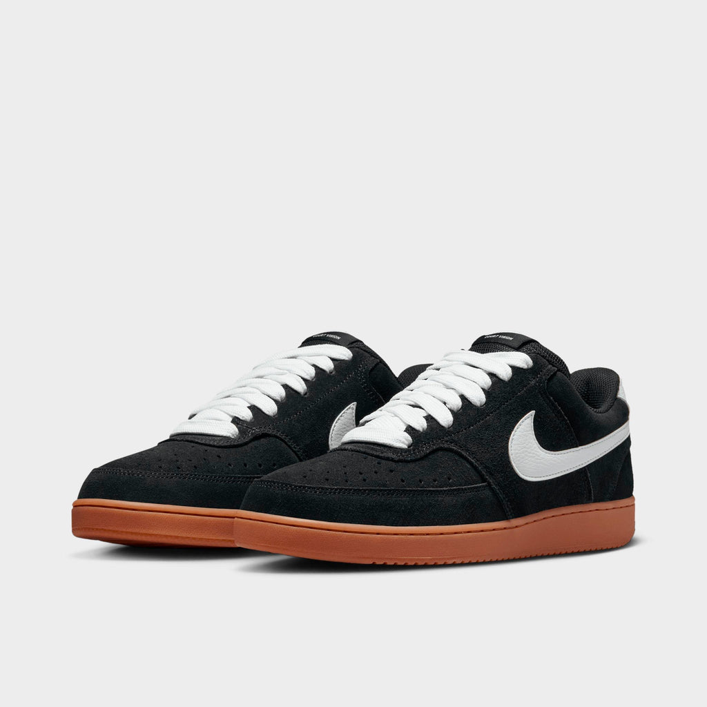 Men's Nike Court Vision Low FL Casual Shoes - Black/Gum Medium Brown/White - view 2
