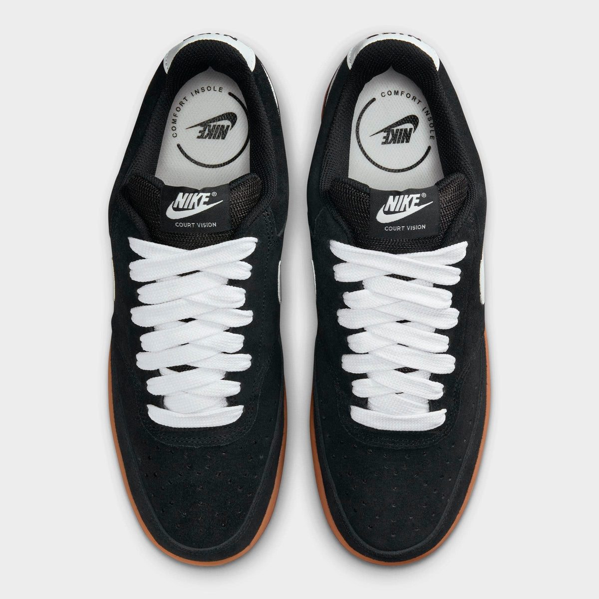 Men's Nike Court Vision Low FL Casual Shoes - Black/Gum Medium Brown/White - view 5