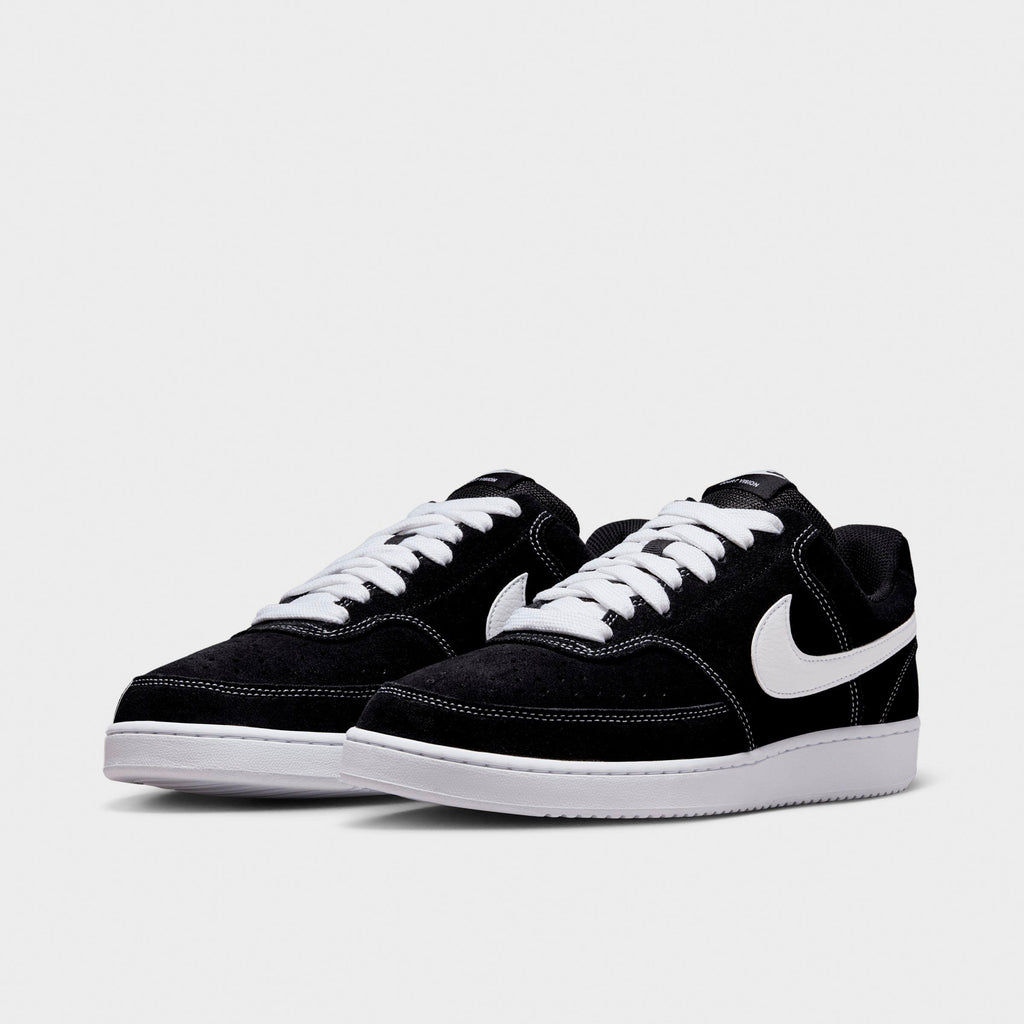 Men's Nike Court Vision Low FL Casual Shoes - Black/White - view 2