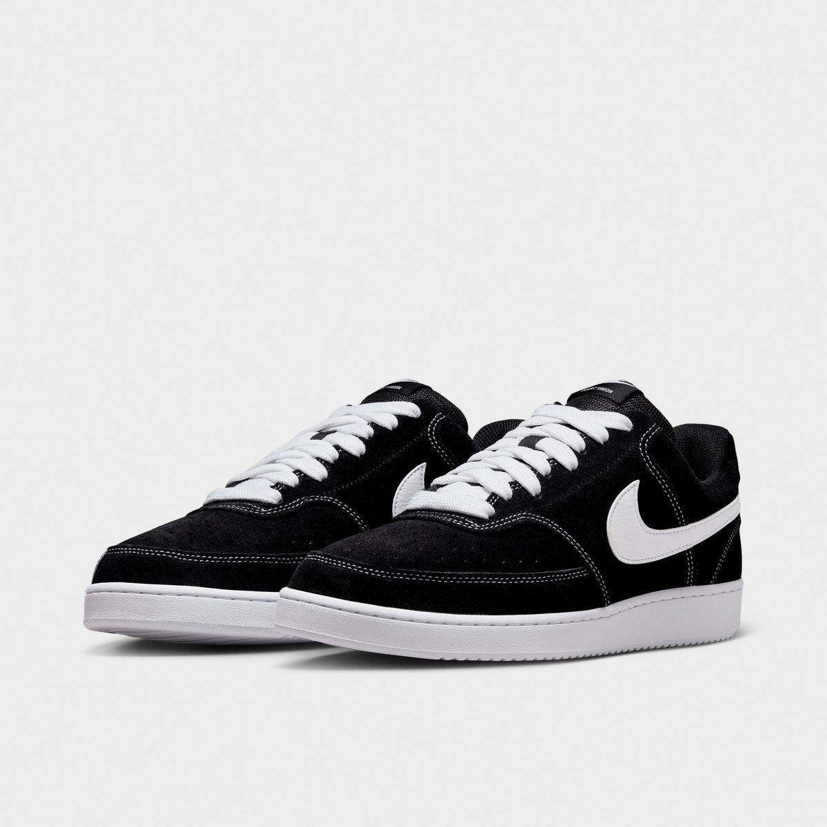 Men's Nike Court Vision Low FL Casual Shoes - Black/White - view 2