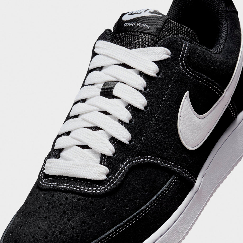 Men's Nike Court Vision Low FL Casual Shoes - Black/White - view 3