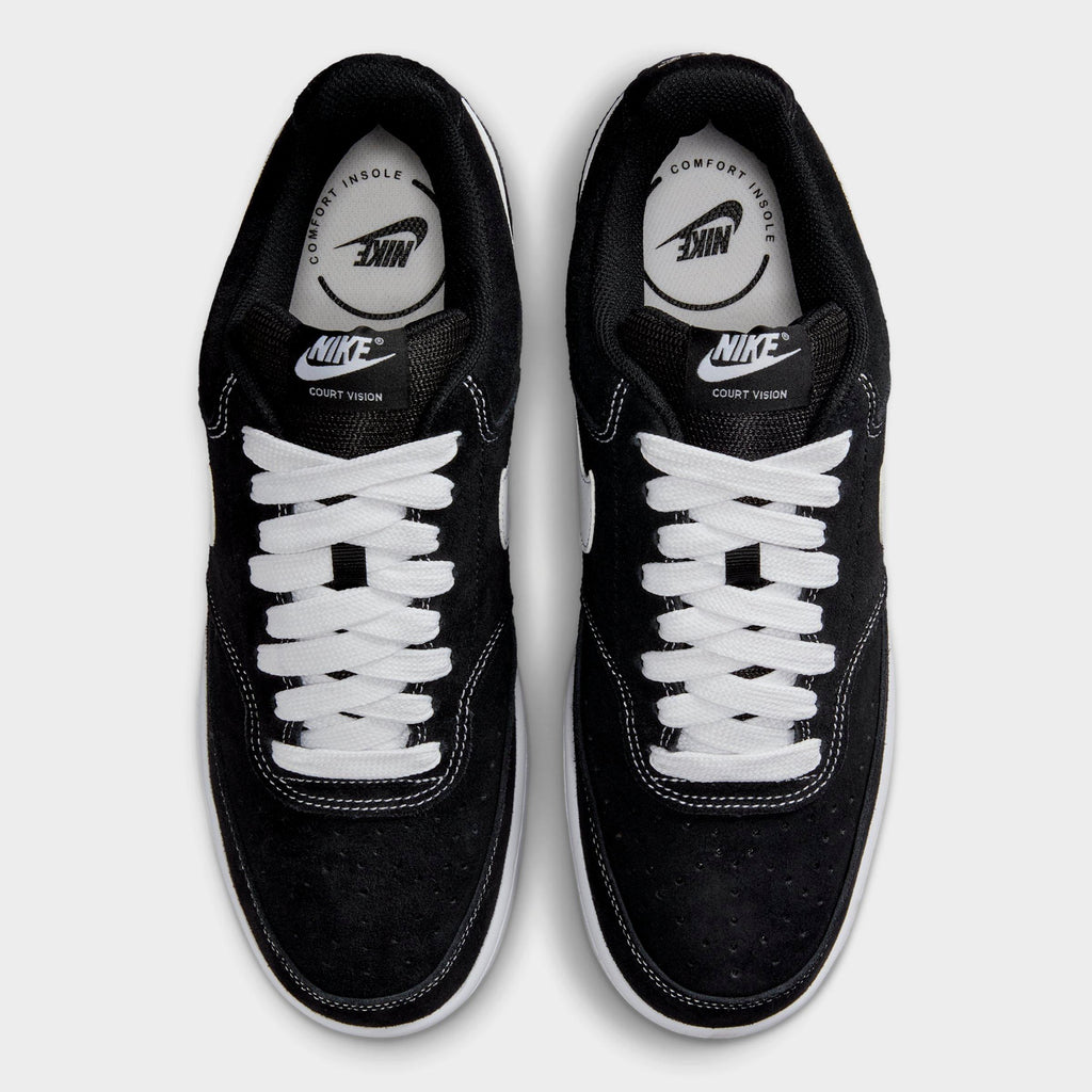 Men's Nike Court Vision Low FL Casual Shoes - Black/White - view 5