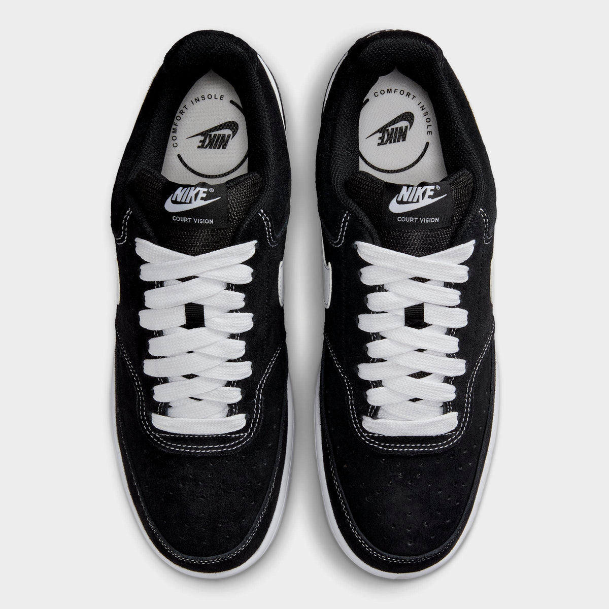 Men's Nike Court Vision Low FL Casual Shoes - Black/White - view 5