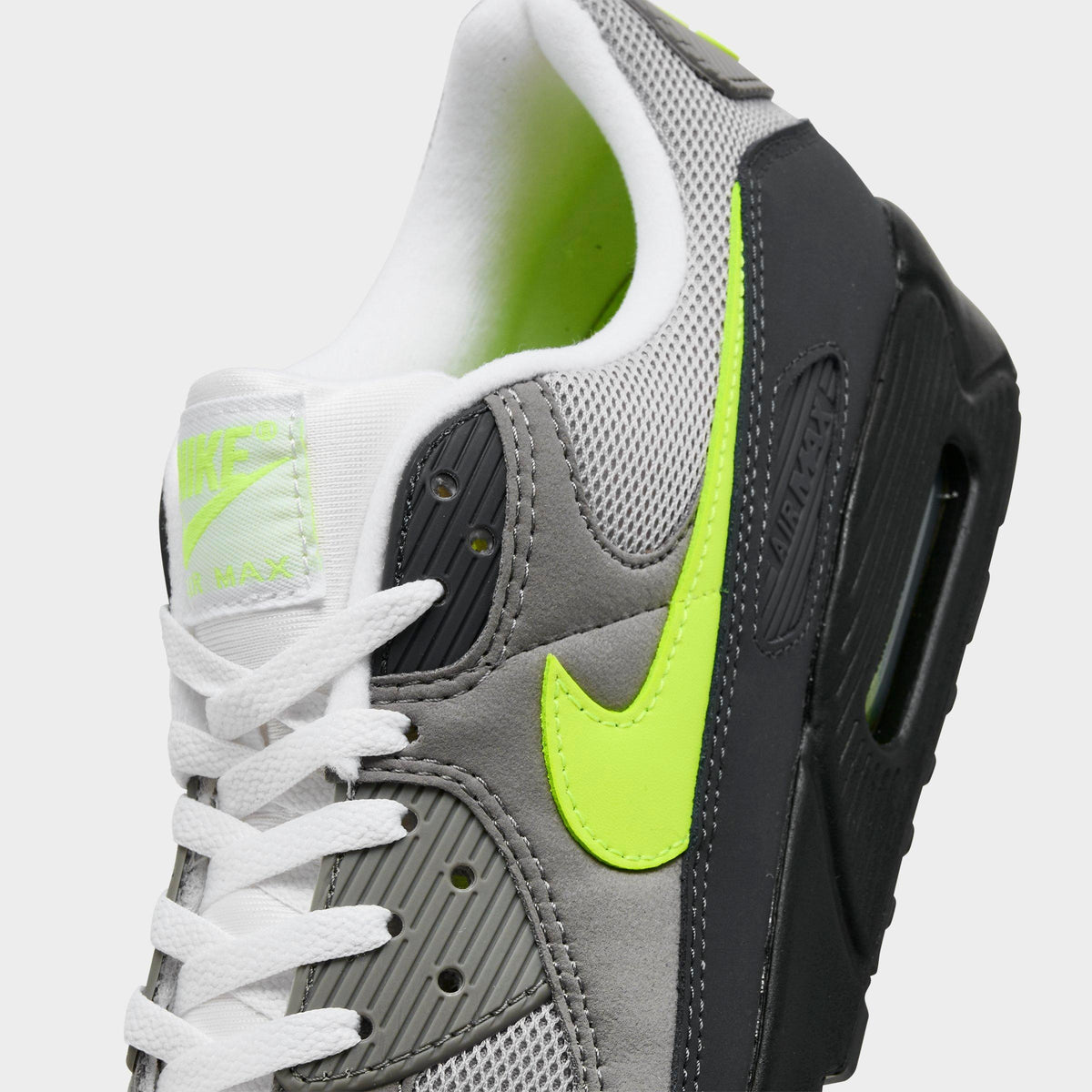 Men's Nike Air Max 90 Casual Shoes - Black/Neon Yellow/Anthracite/Light Charcoal/Pearl Grey/White - view 3