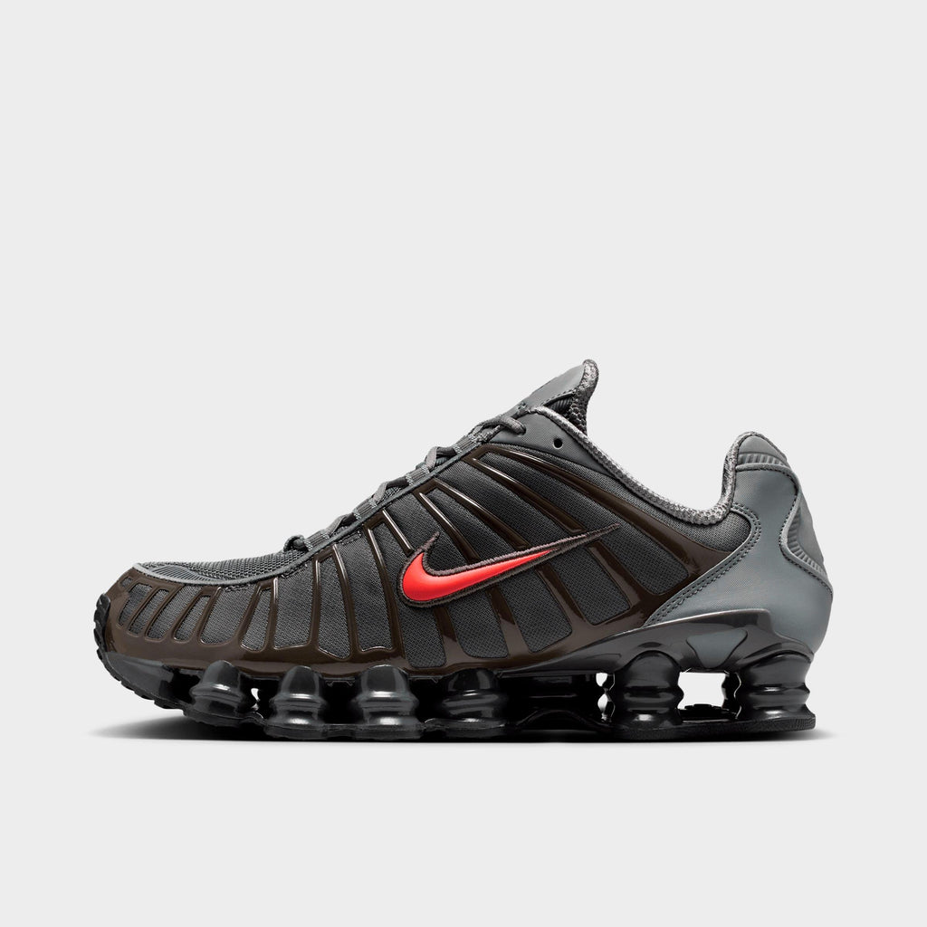 Men's Nike Shox TL Casual Shoes - Smoke Grey/Medium Ash/Anthracite/Bright Crimson